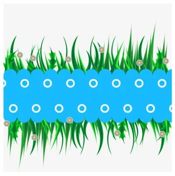 Blue background with green grass Stock Illustration