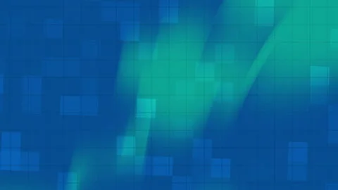 Blue background with a grid of squares in a green gradient blur. Video stock 289750835