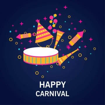 Blue Background having white typography and colorful circus elements Stockillustratie