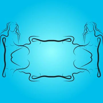 Blue background illustration with black frame for your text Stock Illustration