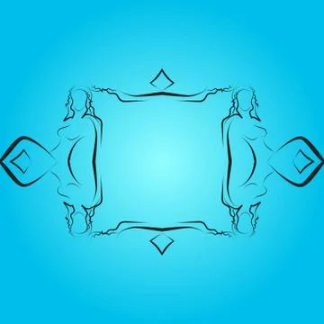 Blue background illustration with black frame for your text Illustrazione stock
