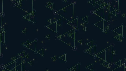 Blue background with intricate green triangle and circle pattern Stock Footage 274178573