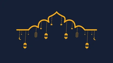 Blue background islamic arch with lanterns ramadan kareem design Video stock 318121097