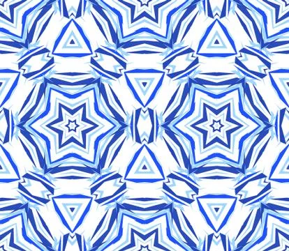 Blue Background Kaleidoscopic Star Pattern Illustrazione stock