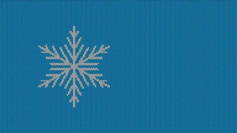 Blue background of knitted texture with snowflake. Looped footage. Stock Footage 121568452