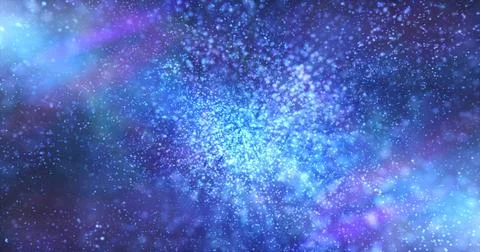 Blue background of many blurred circles with bokeh effect of energy magical.. Stock Illustration