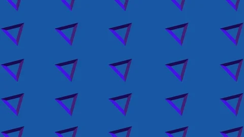 Blue background with many rotating dark blue triangle frames standing in lines. Stock Footage 123267845