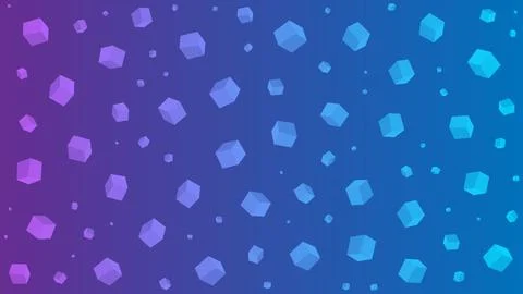 A blue background with many small blue and purple cubes Ilustración de archivo