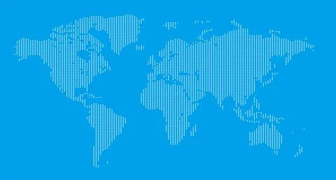 A blue background with a map of the world in white Illustrazione stock