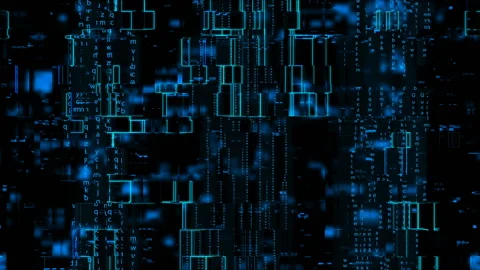Blue background of matrix with binary code. Animation. Set of binary code in Stock Footage 150270112