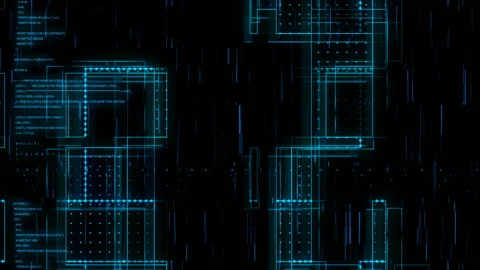 Blue background of matrix with binary code. Animation. Set of binary code in Stock Footage 165999353