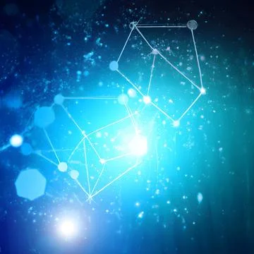 Blue background with a network of connected lines and dots Illustrazione stock