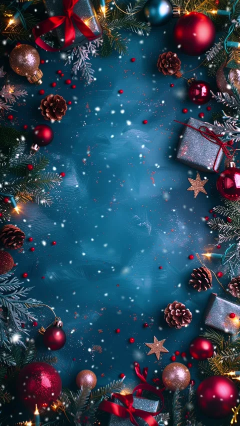 Blue background. New Year holidays. Looped snow. Stock Footage 290992684