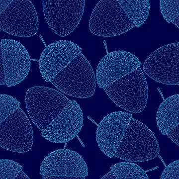 Blue background with a pattern of acorns. The acorns are stylized and appear to イラスト素材