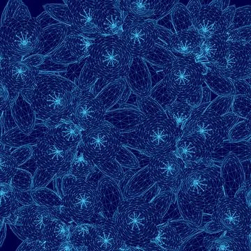 Blue background with a pattern of flowers. The stars are scattered throughout 스톡 일러스트