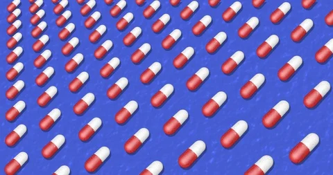 Blue Background with pills. Backdrop with bright pattern for instagram, facebook Stock Footage 126569798