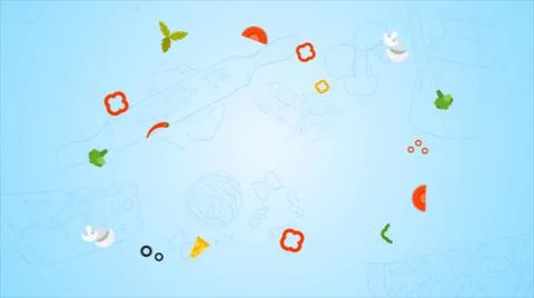 Blue background with pizza food elements Stock Illustration