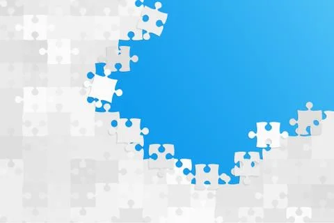 Blue Background Puzzle. Jigsaw Puzzle Banner. イラスト素材