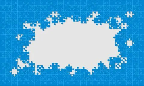 Blue Background Puzzle. Jigsaw Puzzle Frame. 스톡 일러스트