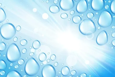 Blue background with rain drops fall and shine, backdrop for product Stock-Illustration