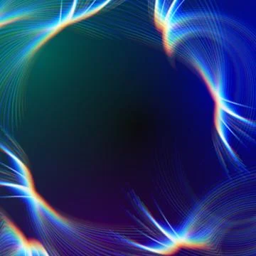 Blue background with rainbow lights and lines Stock Illustration