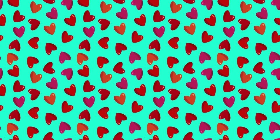 Blue background red hearts pattern Stock Illustration