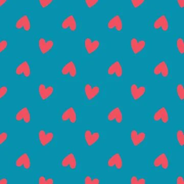 A blue background with red hearts in various sizes Stock Illustration