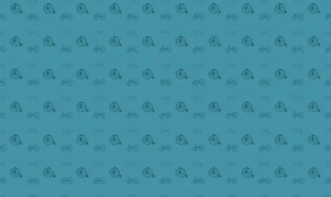 Blue background with repeating clock and gear icons pattern Stock Illustration