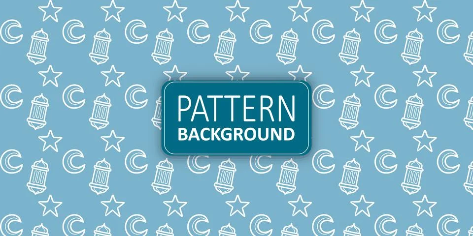 Blue background with repeating crescent moon star Stock Illustration
