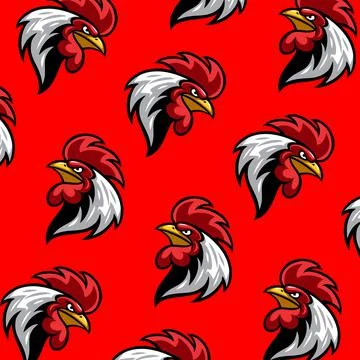 Blue background rooster head pattern Stock Illustration