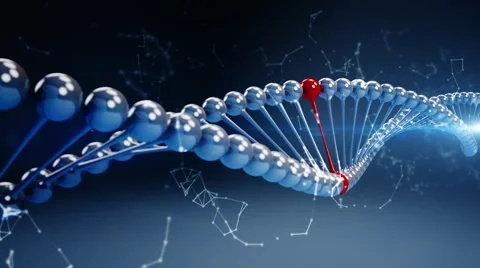 Blue background with rotating deoxyribonucleic acid, DNA Stock Footage 41163405