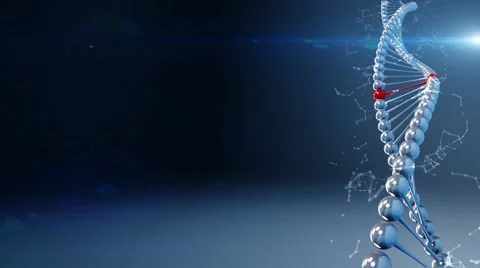 Blue background with rotating deoxyribonucleic acid, DNA Stock Footage 41163443