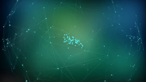 Blue background with rotating plexus and particle birth Stock Footage 103856508