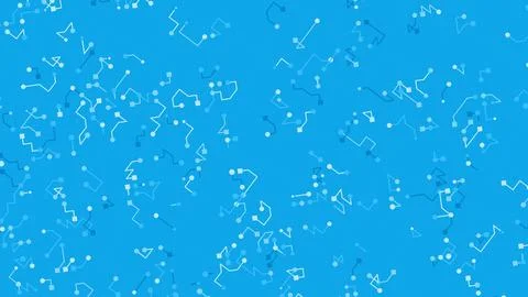 Blue background with scattered white geometric shapes and lines forming a mol 库存插图