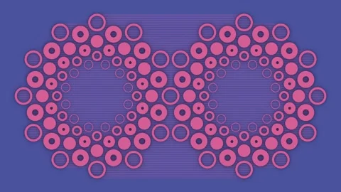 Blue background with seamless loop animation of pink circles. 3d rendering 4K Stock Footage 261501845