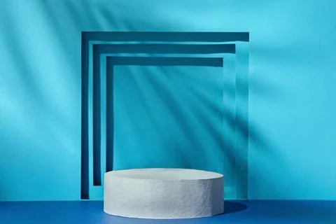 Blue background with shadow and light and podium pedestal cylinder for showing 스톡 일러스트