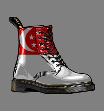 Blue background singapore flag pattern boots Stock Illustration