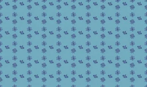 Blue background with small dark blue floral pattern design 库存插图