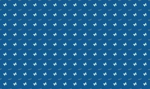 Blue background with small white butterfly pattern Stock Illustration