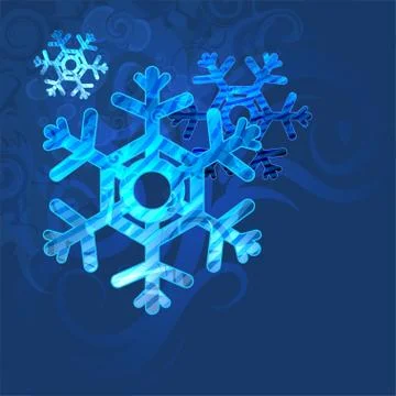 Blue background with snowflakes in a cold winter. A card for Christmas or a h Stock Illustration