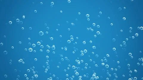 Blue background with soft floating clear bubbles Stock Photos