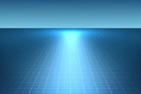 Blue Background with Soft Light and Grid Floor Illustrazione stock
