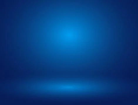 Blue background with soft light on middle, floor, 3d room background, space f Illustrazione stock