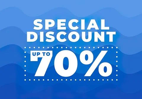 Blue background with special discount up to 70 percent Stock Illustration