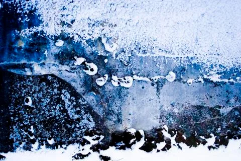 Blue background of stone and snow Stock Photos