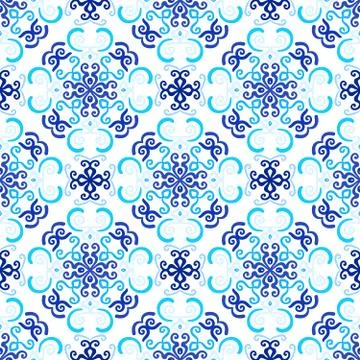 Blue Background Stylized Floral Pattern Stock Illustration