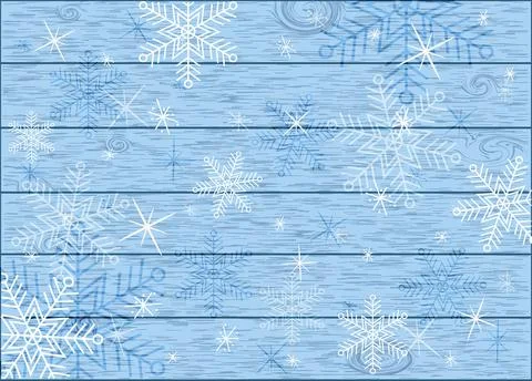 Blue background texture of a board with snowflakes Stock Illustration