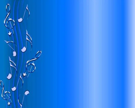 Blue background theme with musical notes Stock Illustration