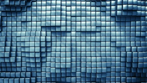 Blue background with three-dimensional cubes 3D render seamless loop animation Stock Footage 137690957
