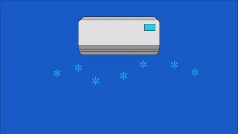A blue background with a white air conditioner on it Stock Footage 325991751